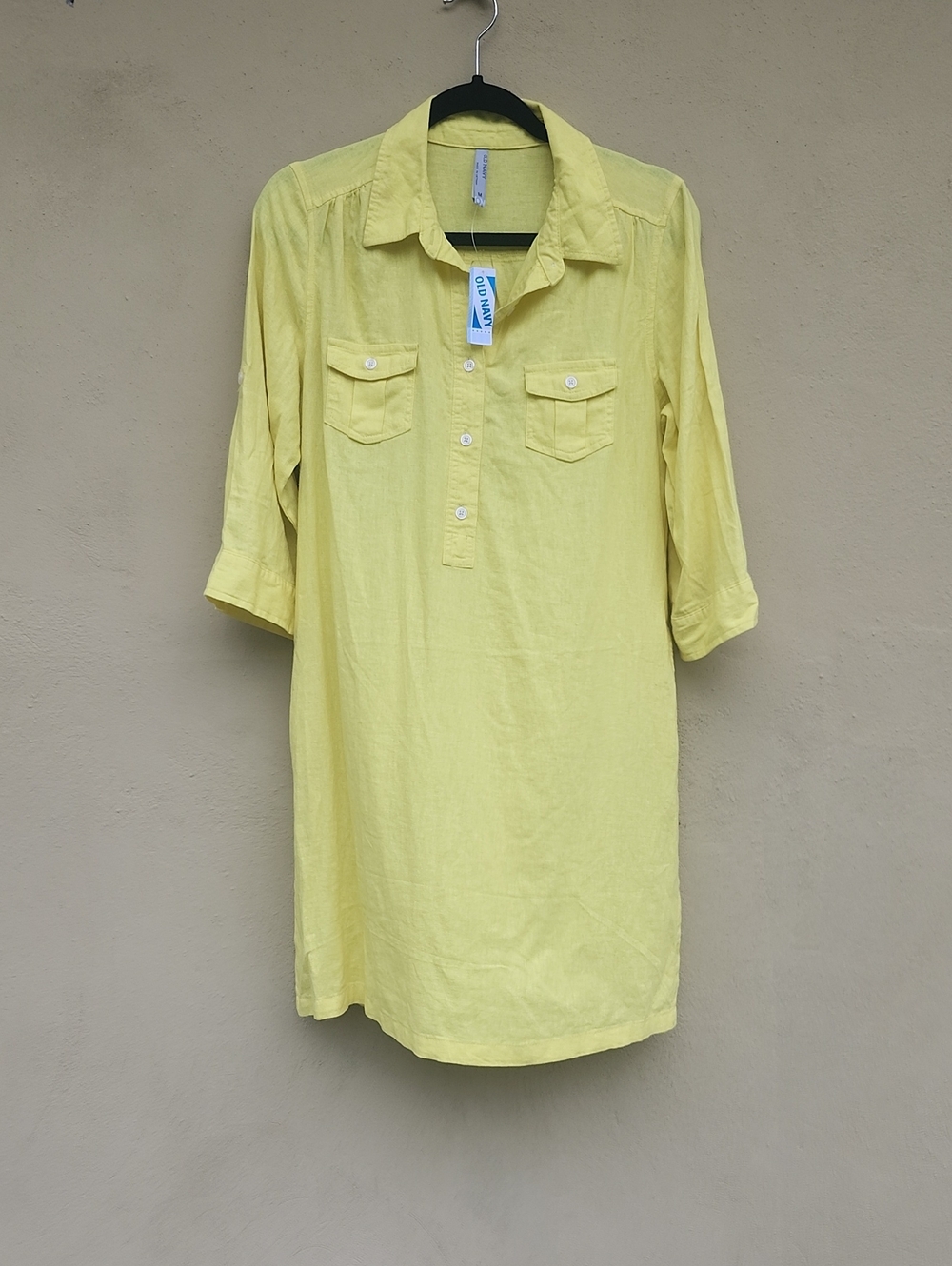 Old Navy Linen Yellow Women's Midi Shirt SunDress